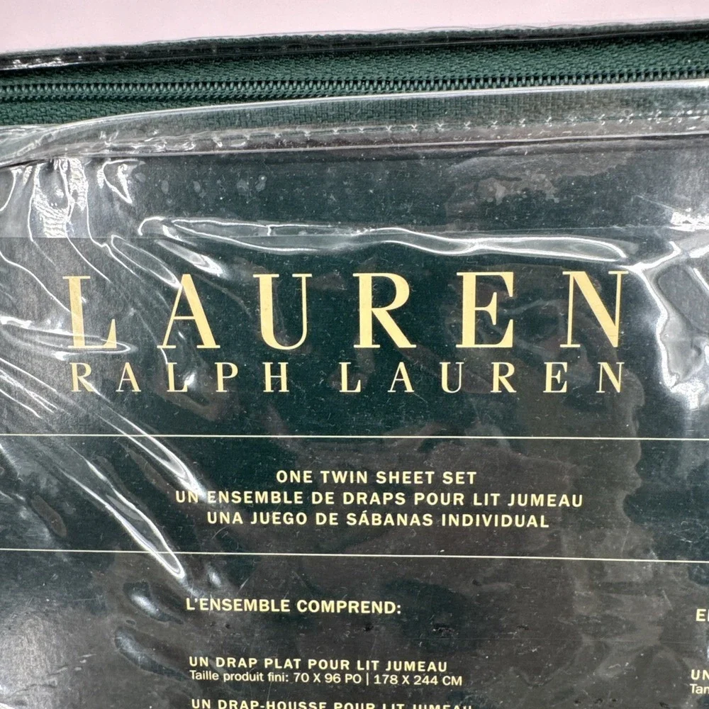 LAUREN RALPH LAUREN 100% Cotton Twin Sheet Set Pink White Polka Dots 3pc Set NEW
